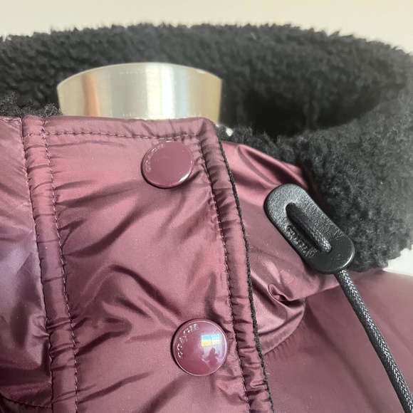 NWT Coach Quilted Long Puffer Coat Bordeaux Winter Jacket Maroon Faux Fur MEDIUM - Picture 12 of 14